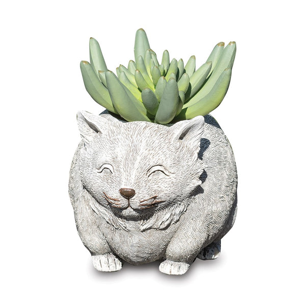 Stone Resin Mini Cat Pudgy Planter