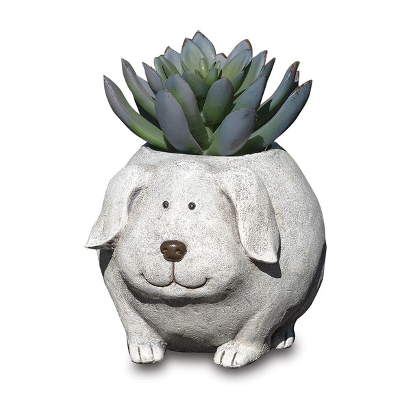 Stone Resin Mini Dog Pudgy Planter