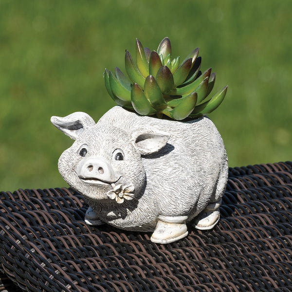 Stone Resin Mini Pig Pudgy Planter