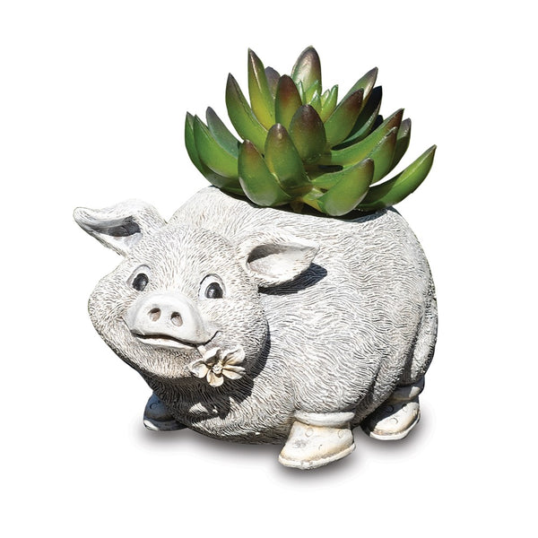 Stone Resin Mini Pig Pudgy Planter