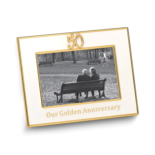 Silver-tone with Gold-tone Accents 50 OUR GOLDEN ANNIVERSARY 6x4 Photo Frame