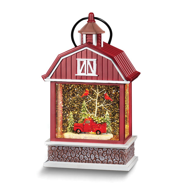 Plastic LED Truck and Cardinals Red Barn Lantern