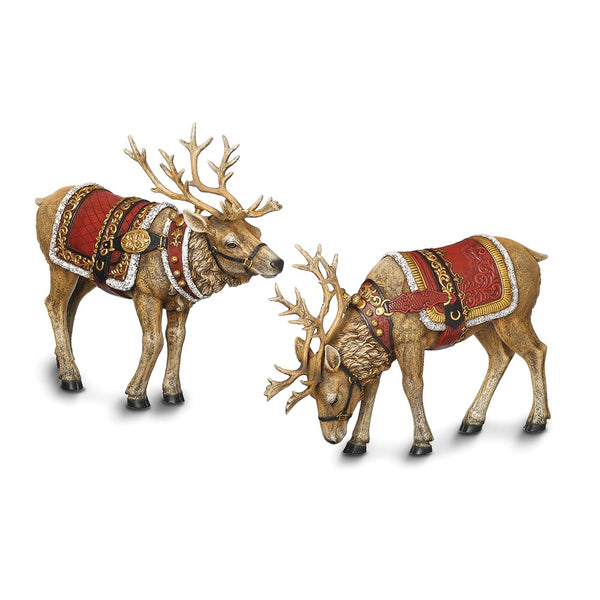 Set of 2 Polyresin Christmas Reindeer