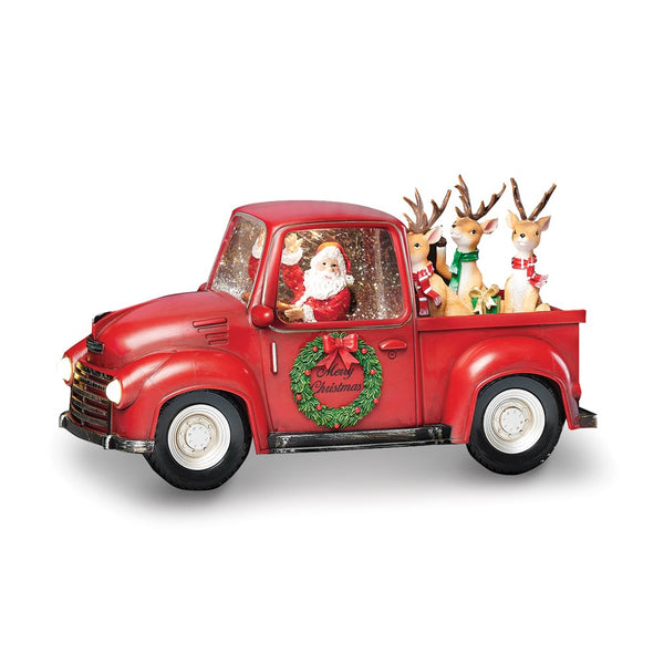 LED Lighted Santa and Reindeer in Red Truck