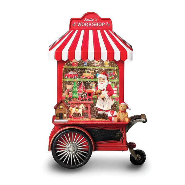 Plastic LED Santa in Toyshop Cart Snow Lantern