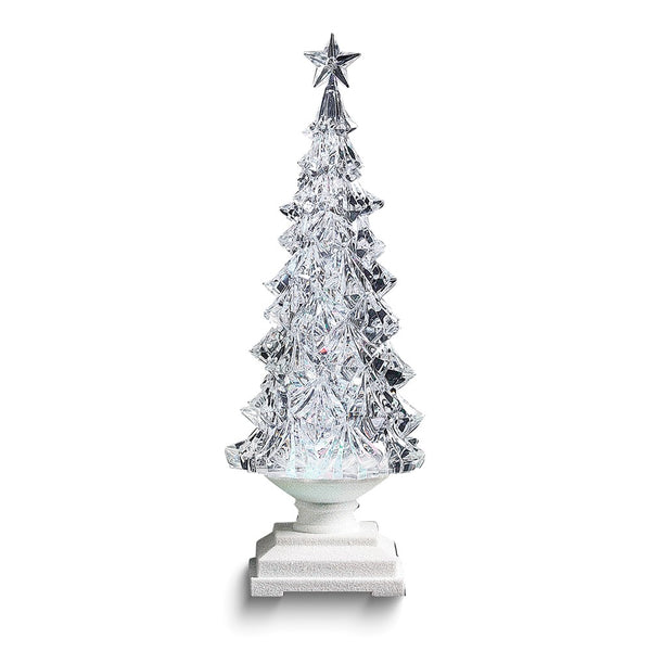 LED Lighted Swirled Snow Plastic Christmas Tree