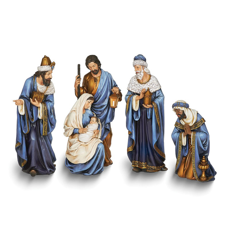 Joseph's Studio 4 piece Blue Nativity Set Resin Figurines