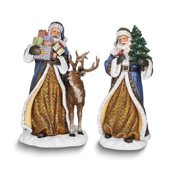 Joseph's Studio Set of 2 Santas in Blue Bearing Gifts Figurines