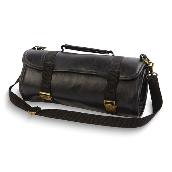 Stainless Steel Cocktail Bar Tools in  Roll Up Black Vegan Leather Case