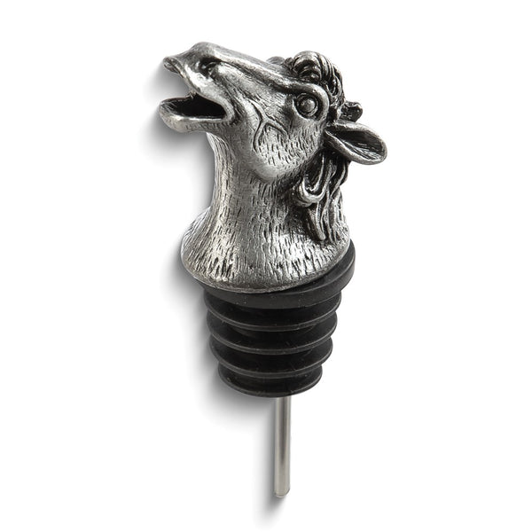 Stainless Steel Pewter Finish Horse Bottle Pourer/Aerator