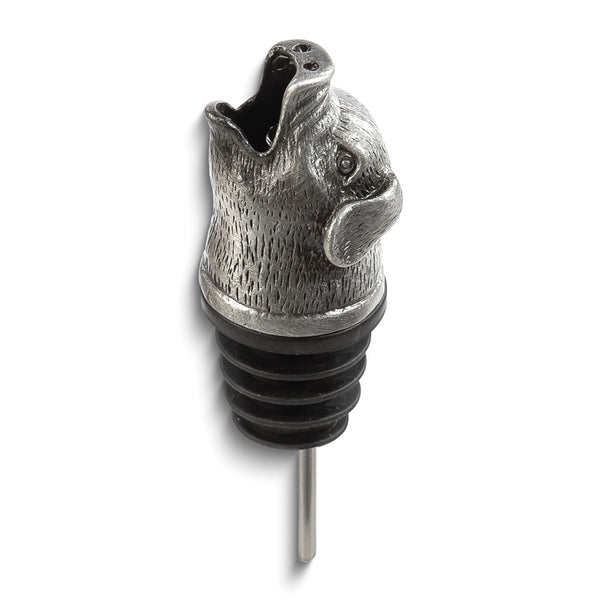 Stainless Steel Pewter Finish Pig Bottle Pourer/Aerator