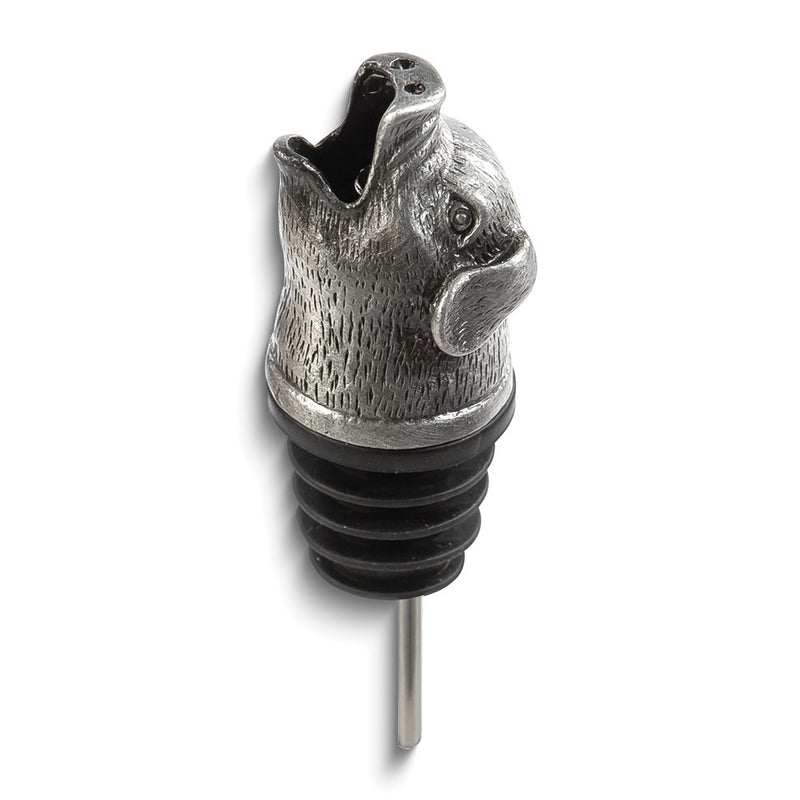 Stainless Steel Pewter Finish Pig Bottle Pourer/Aerator