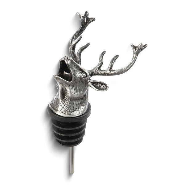 Stainless Steel Pewter Finish Deer Stag Bottle Pourer/Aerator