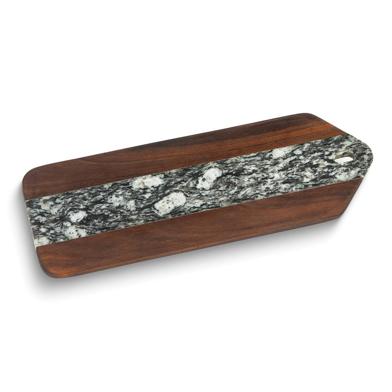 Tegan Carbonized Acacia Wood and Black/White Marble Serving Board