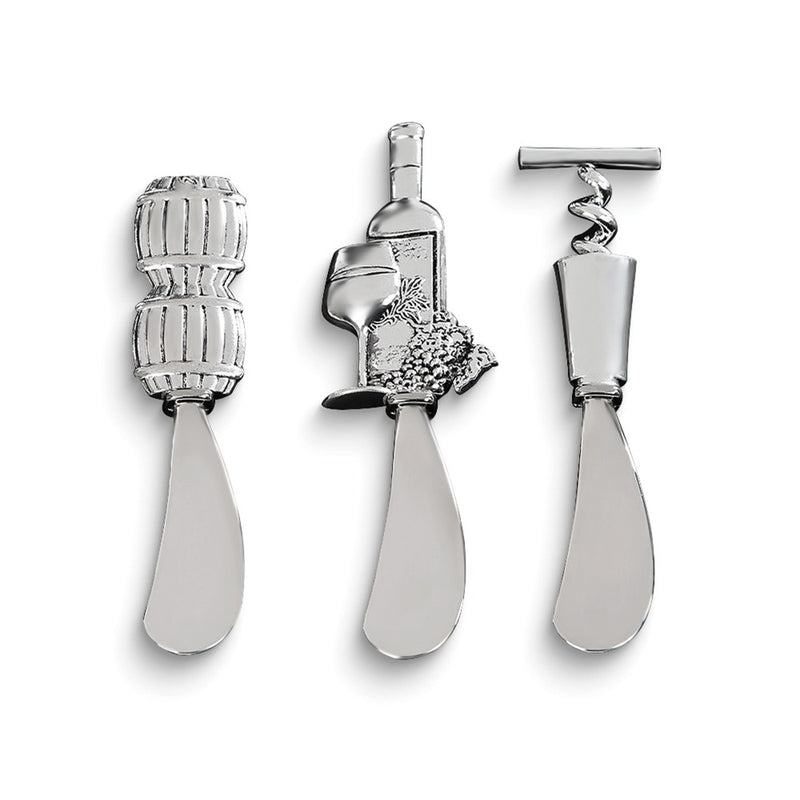 Wine Theme 3-Piece Stainless Steel Cheese Spreader Set