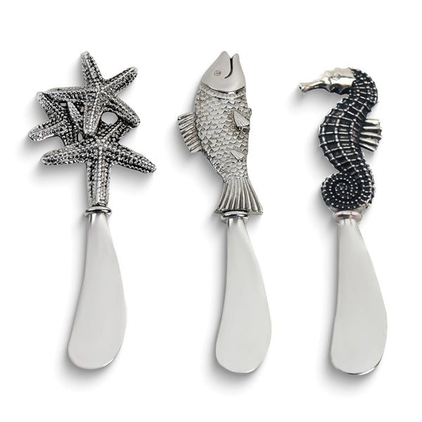 Coastal Theme 3-Piece Stainless Steel Cheese Spreader Set