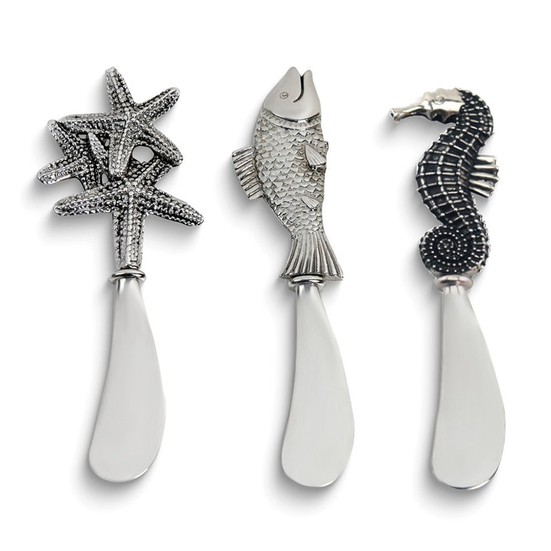 Coastal Theme 3-Piece Stainless Steel Cheese Spreader Set