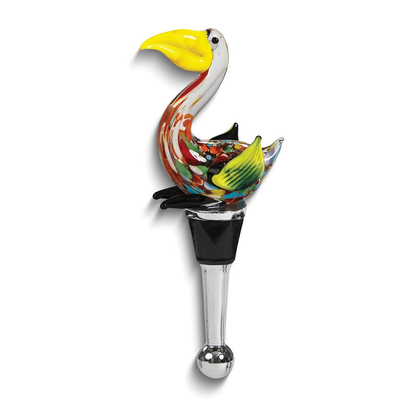 Handcrafted Colorful Pelican Glass Bottle Stopper
