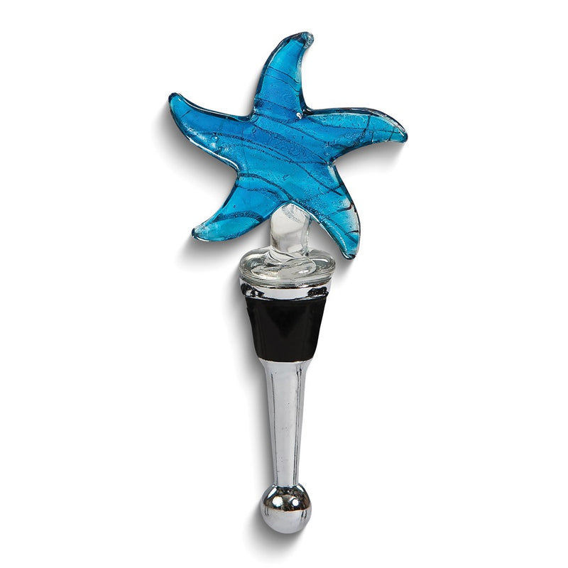 Handcrafted Blue Starfish Glass Bottle Stopper