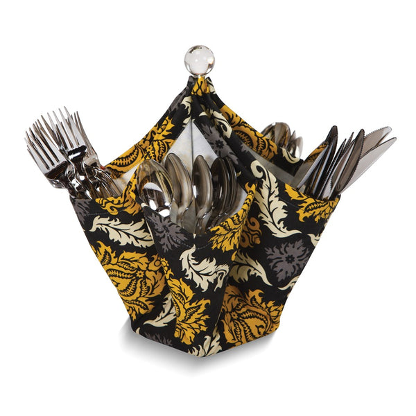 Decka Black and Yellow Provence Flair Polyester Utensil Caddy