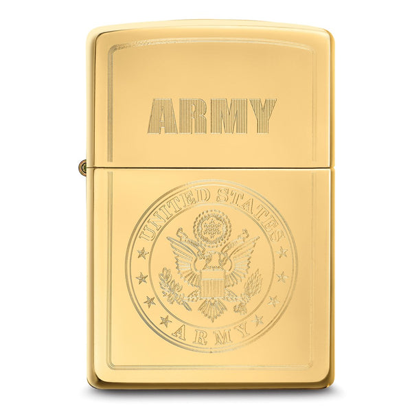 Zippo High Polish Brass Army Emblem Lighter