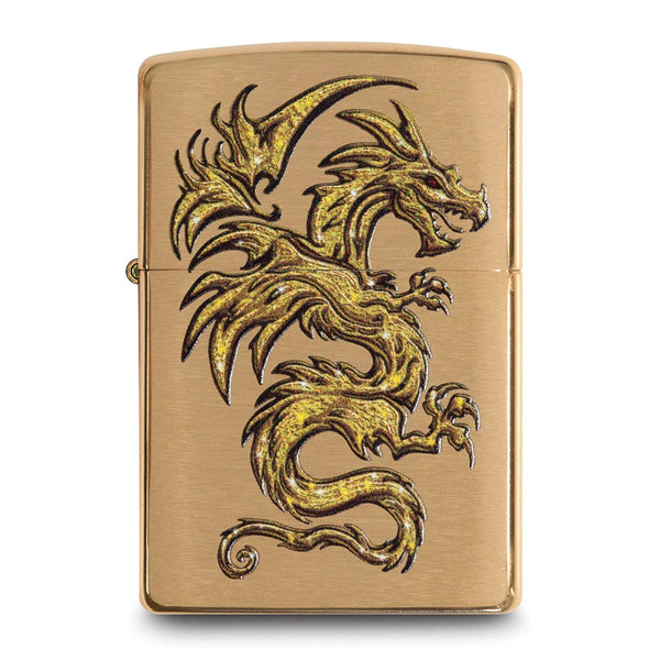 Zippo Brushed Brass Dragon Design Lighter