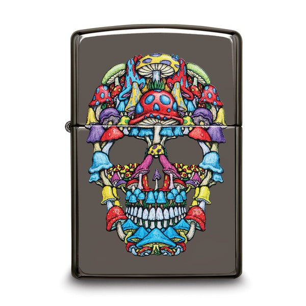 Zippo Black Ice Multi-color Mushroom Skull Design Lighter