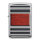 Zippo High Polish Chrome with Wood Design Pipe Lighter