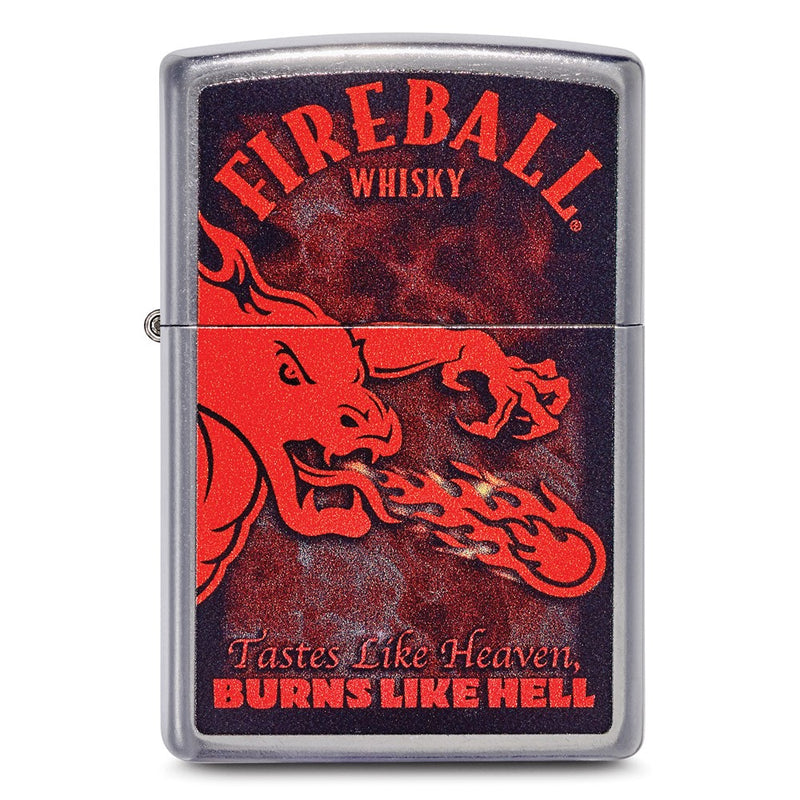 Zippo Street Chrome Fireball Wisky Tastes Like Heaven, Burns Like Hell Lighter