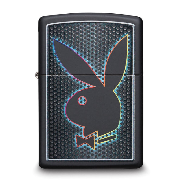 Zippo Black Matte Playboy Bunny Colorful Outline Lighter