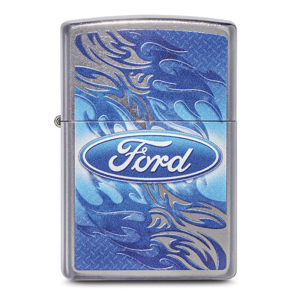 Zippo Street Chrome Blue Ford Logo Design Lighter