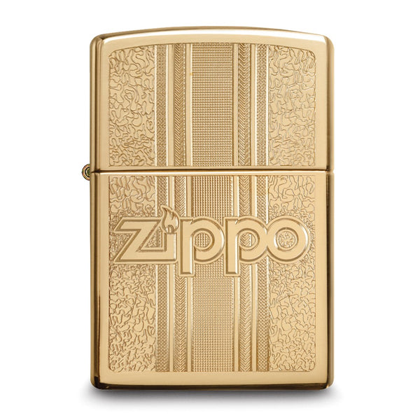 Zippo Logo Pattern Design High Polished Brass Lighter