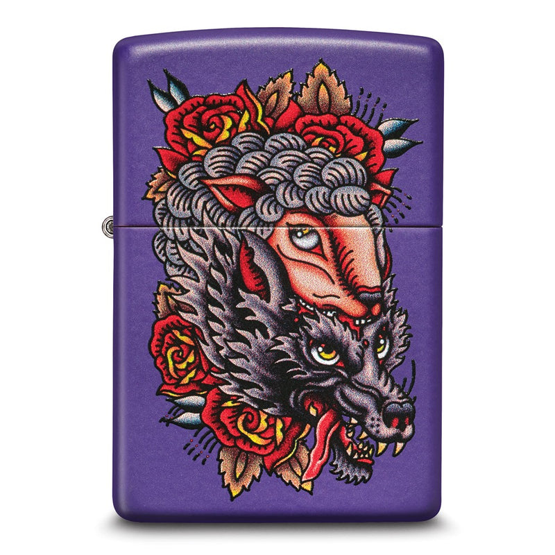 Zippo Purple Matte Wolf in Sheep's Clothing Lighter