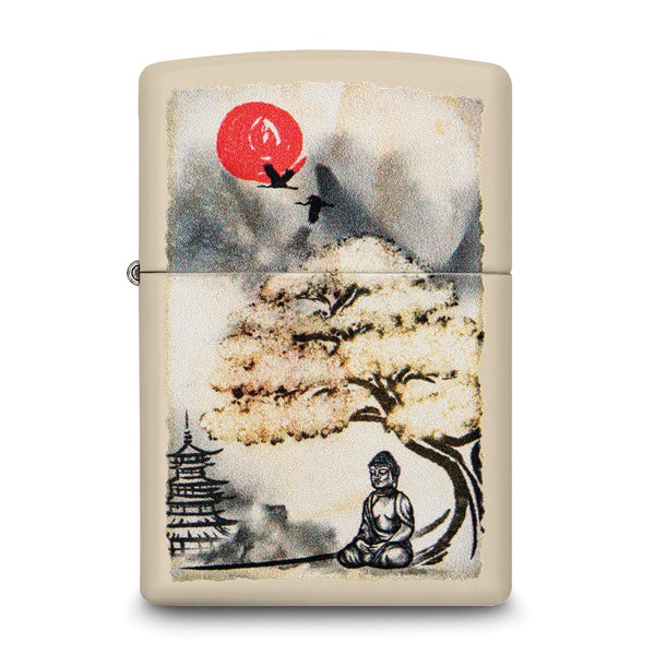 Zippo Bonsai Buddha Design Cream Matte Lighter