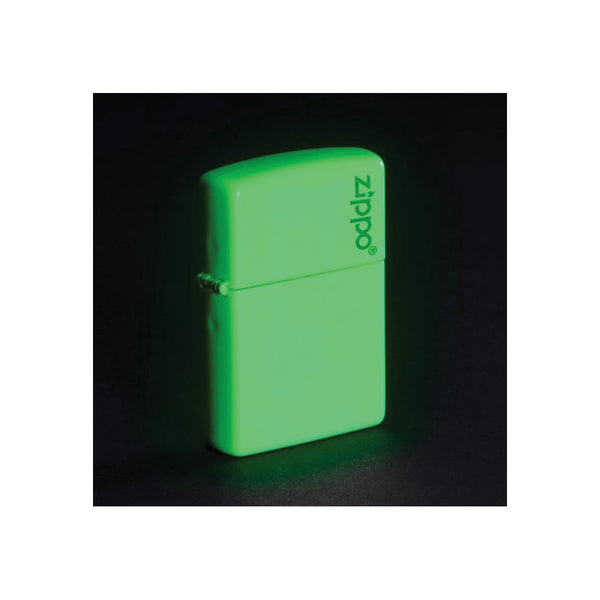 Zippo Logo Glow in the Dark Green Lighter