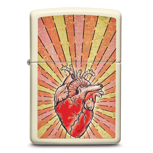 Zippo Cream Matte Anatomical Heart Design Lighter