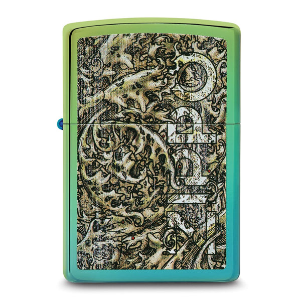 Zippo Logo Design High Polished Teal Lighter