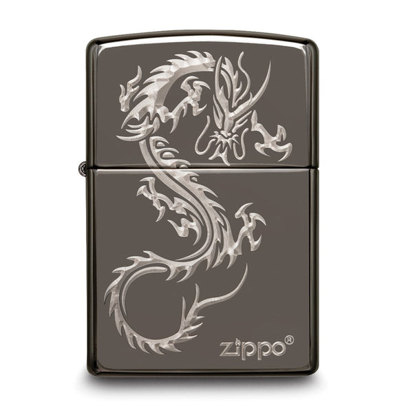 Zippo Logo Black Ice Chinese Dragon Lighter