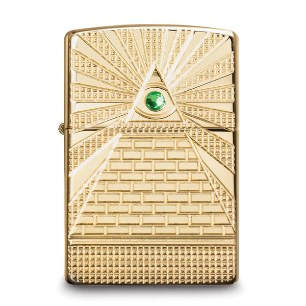 Zippo Armor High Polish Brass with Swarovski Crystal Eye of Providence Design Lighter