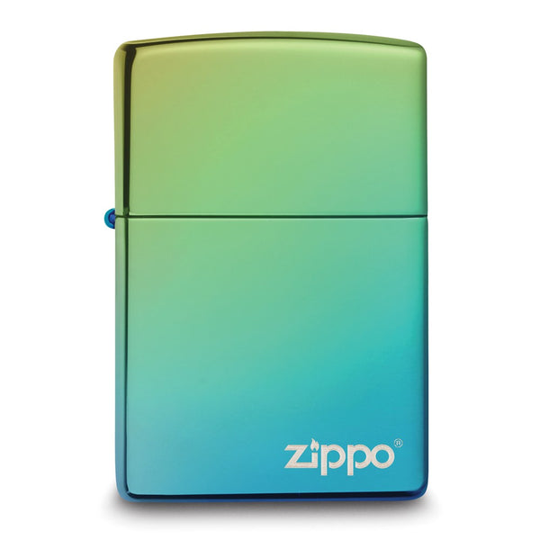 Zippo Logo High Polished Teal Lighter