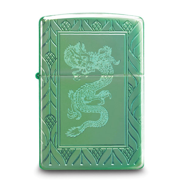 Zippo Armor High Polished Green Elegant Dragon Lighter