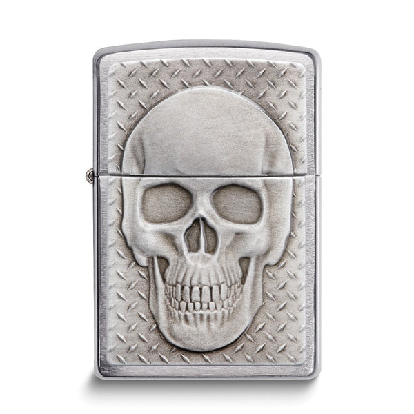 Zippo Brushed Chrome Skull with Brain Surprise Lighter