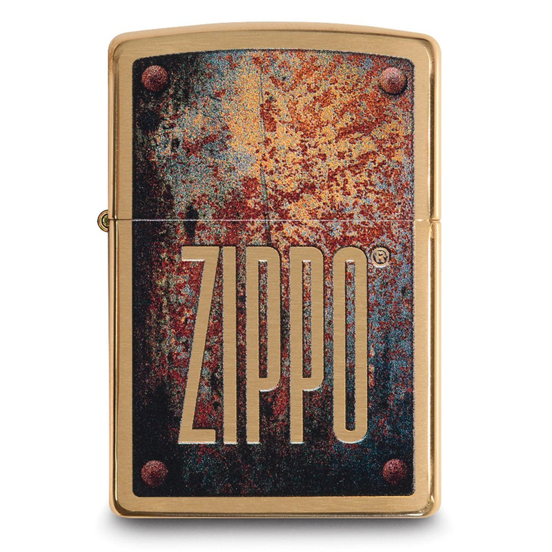 Zippo Rusty Plate Design Brushed Brass Lighter