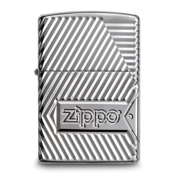 Zippo Armor Bolts Design High Polish Chrome Lighter