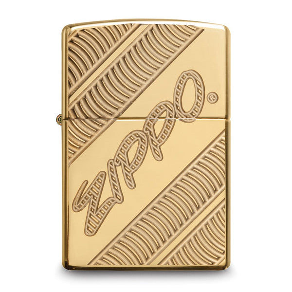 Zippo Logo Coiled High Polished Brass Lighter