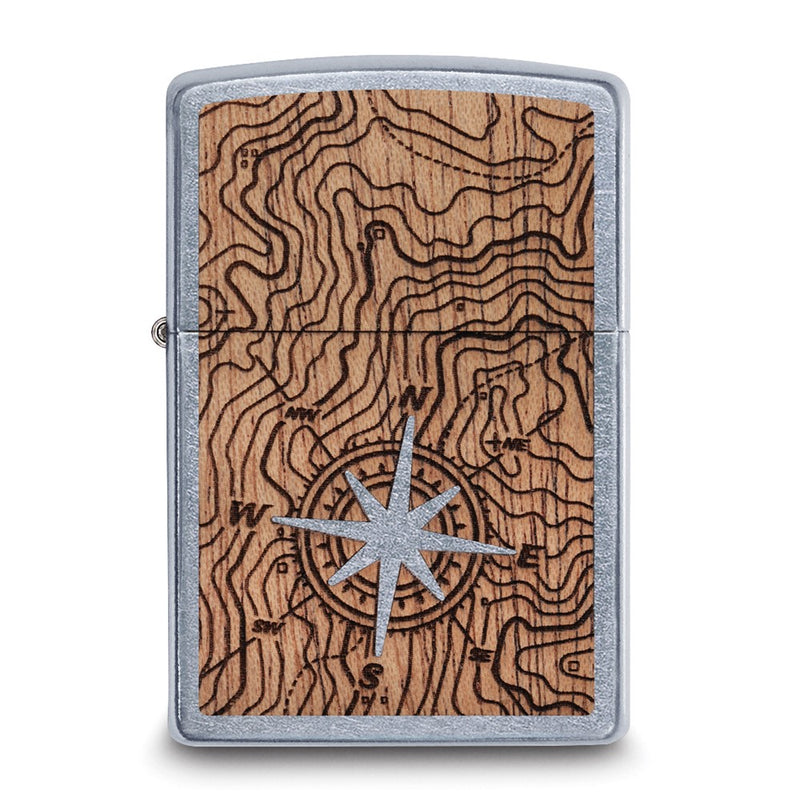 Zippo Woodchuckr USA Mahogany Emblem Street Chrome Compass Lighter