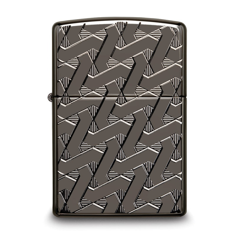 Zippo Armor Black Ice Geometric Weave Design Lighter