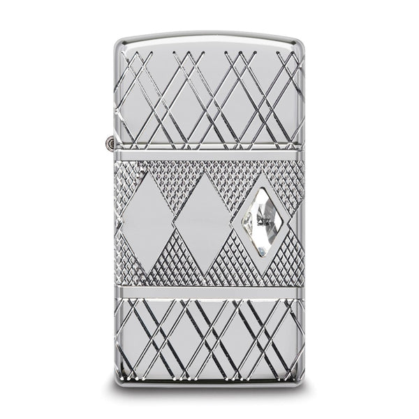 Zippo Slim Armor High Polish Chrome with Swarovski Crystal Diamond Design Lighter