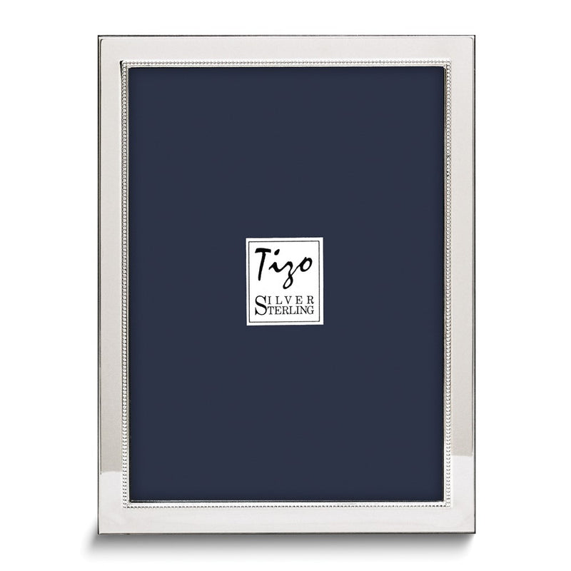 Sterling Silver Tarnish Resistant Narrow Beaded 3.5x3.5 Photo Frame with Finished Wood Back