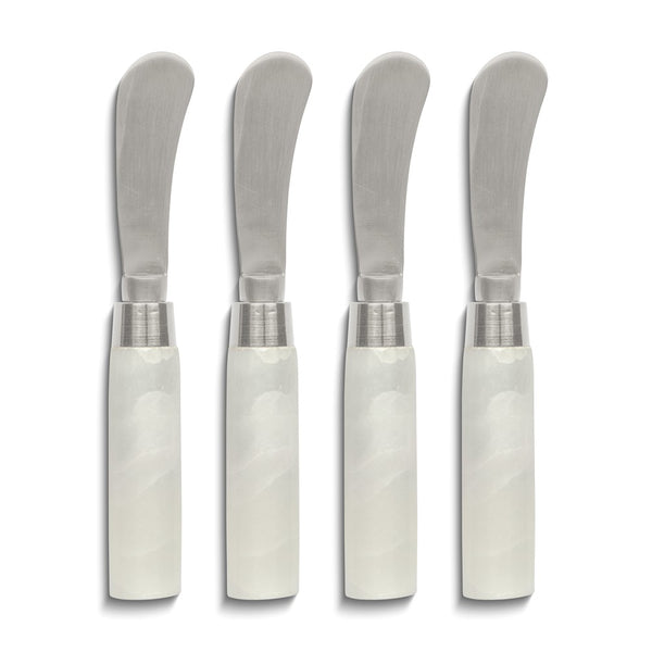 Stainless Steel with White Marble Handles Four Piece Spreader Set